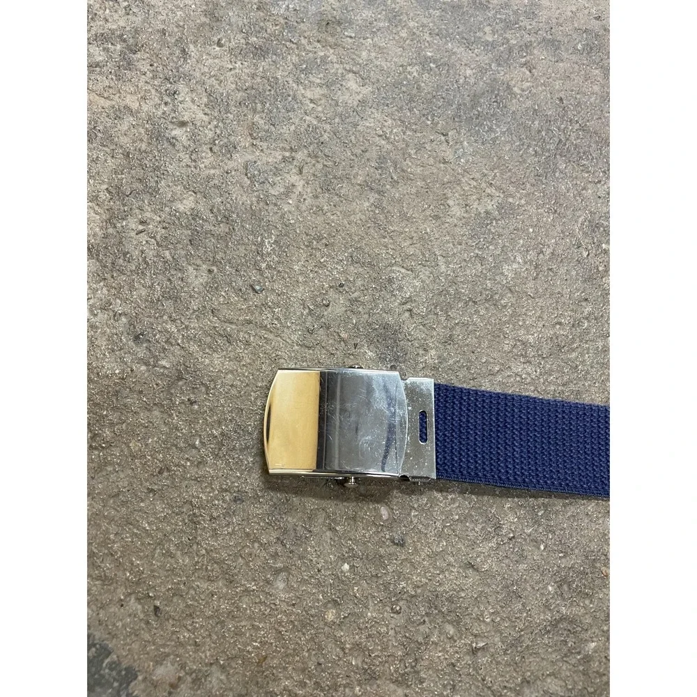 Web Belt Mens One Size Blue Cotton Military Style Casual Adjustable Metal Buckle